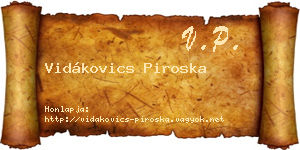 Vidákovics Piroska névjegykártya